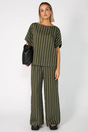 ranging pant / khaki|white stripe