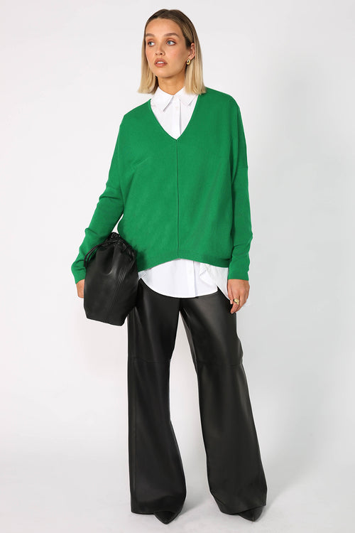 step sweater / bright green
