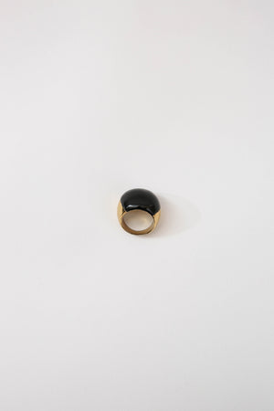 dome dip ring / gold|black