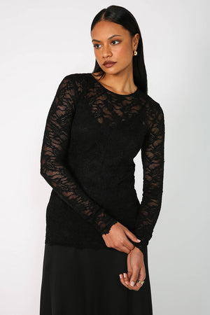 lace crew skin / black
