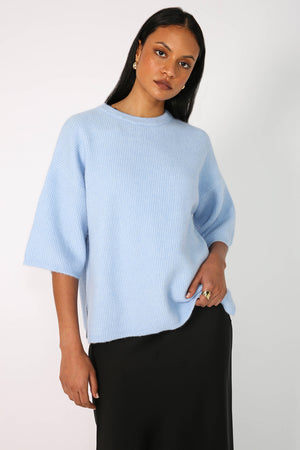 scanner ribbed tee sweater / powder blue