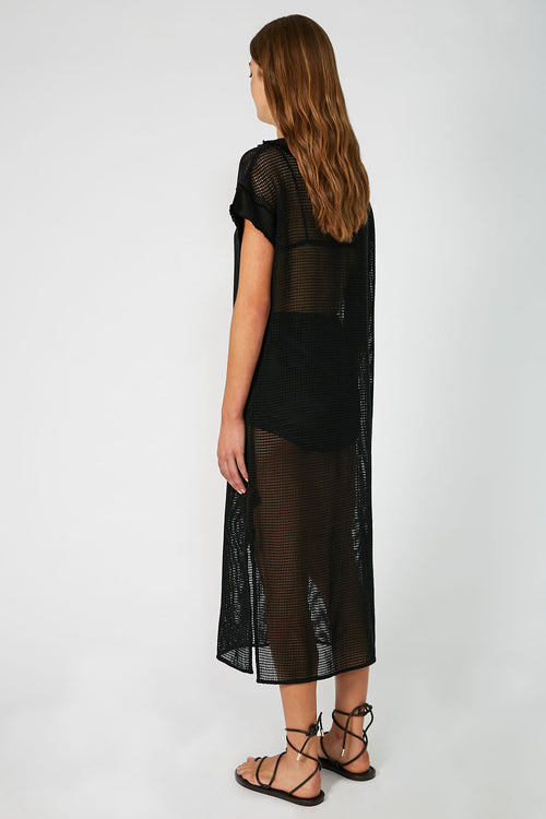chord mesh midi dress / black mesh