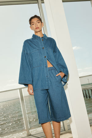 radier shacket / washed indigo