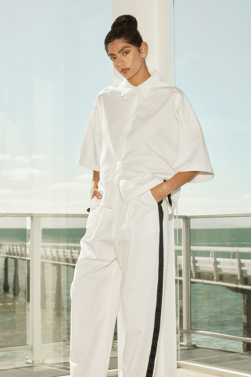 static barrel pant / white|black