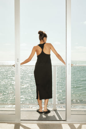 twist tank dress / black