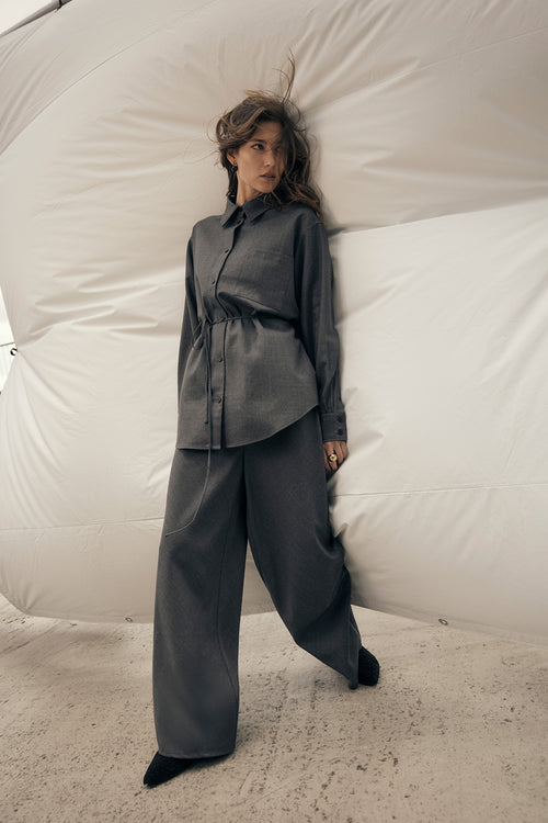 frame bias pant / charcoal marle