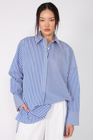 admit shirt / biro blue|white stripe