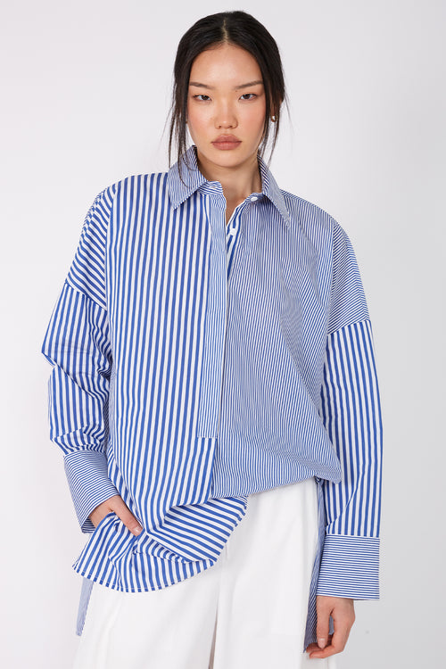 admit shirt / biro blue|white stripe