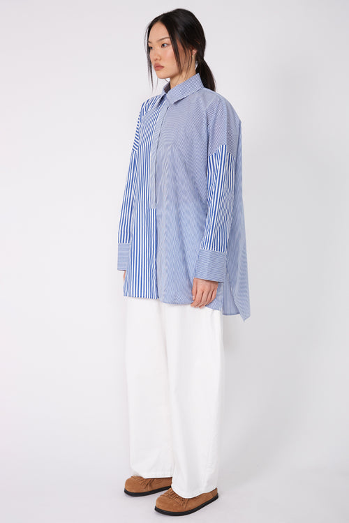 admit shirt / biro blue|white stripe
