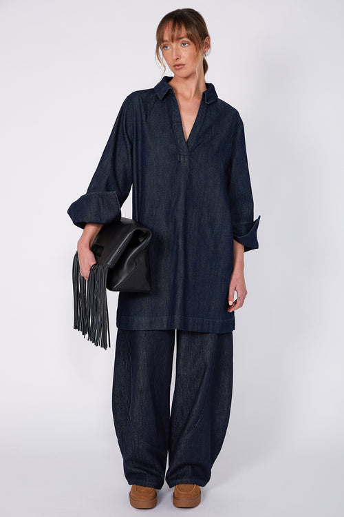 advance dress / dark indigo denim
