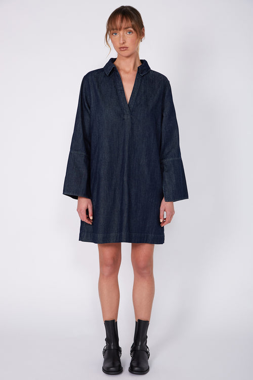 advance dress / dark indigo denim