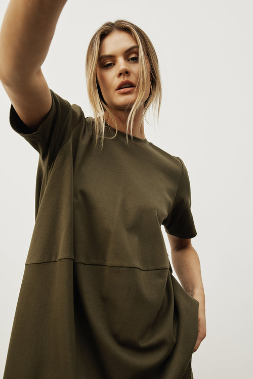 aire midi dress / olive green