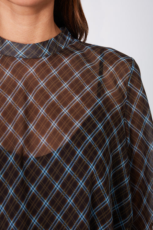 air short sleeve dress / chocolate plaid