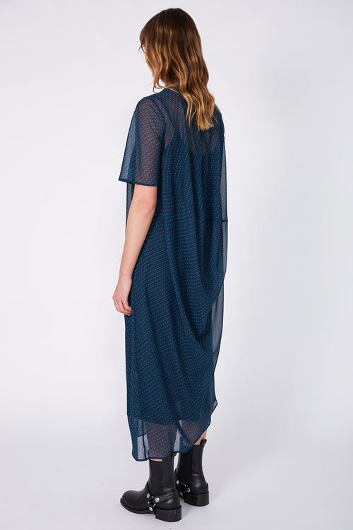 air short sleeve dress / teal|green code print