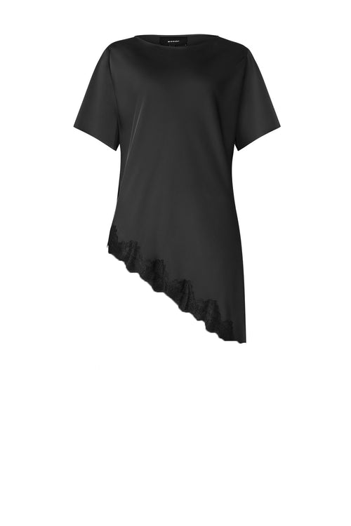 angled lace top / black