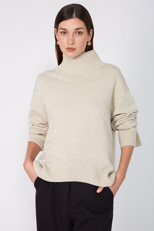 arched polo sweater / sandstone