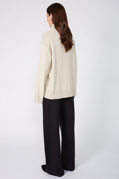 arched polo sweater / sandstone