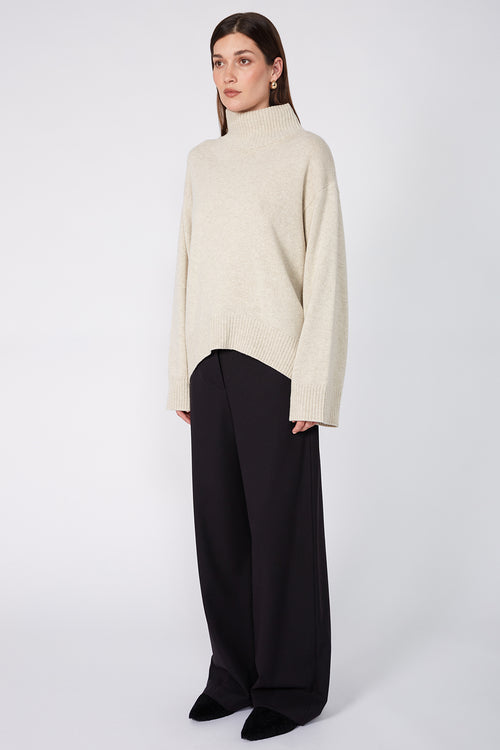arched polo sweater / sandstone