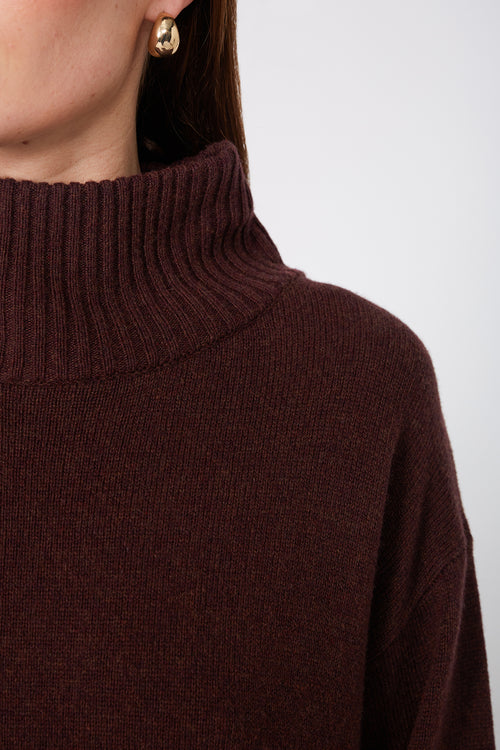arched polo sweater / dark sangria red