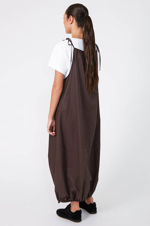 ash pinnie dress / chocolate brown
