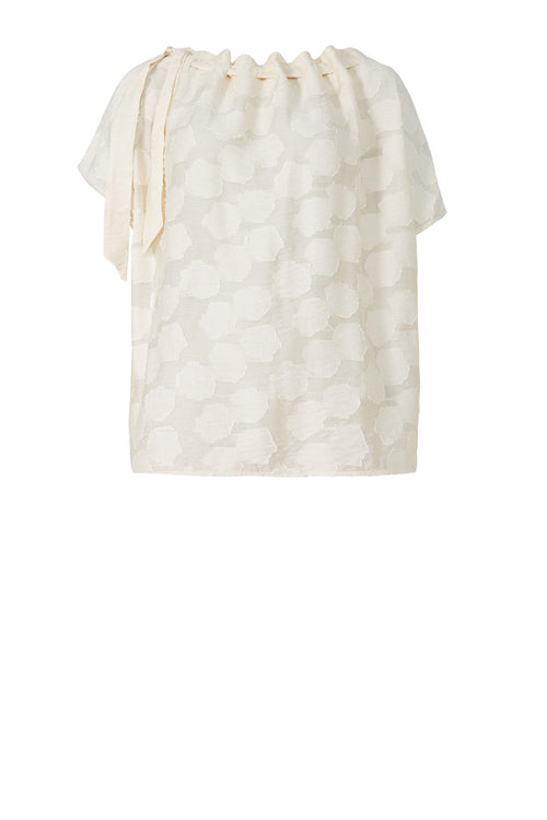 avid short sleeve top / ivory flocked lace