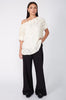 avid short sleeve top / ivory flocked lace
