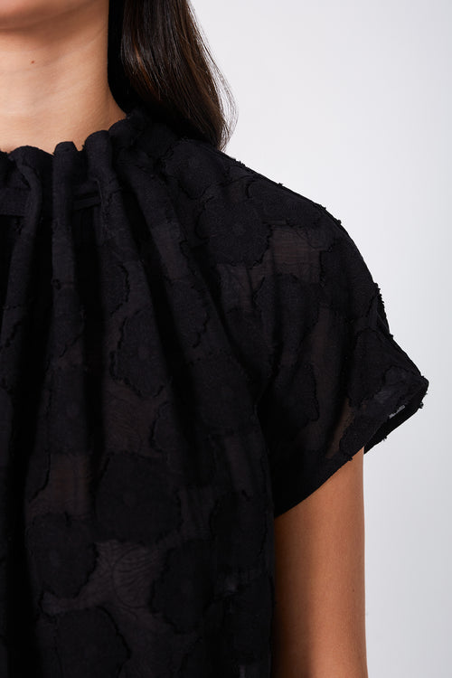 avid tee midi dress / black flocked lace