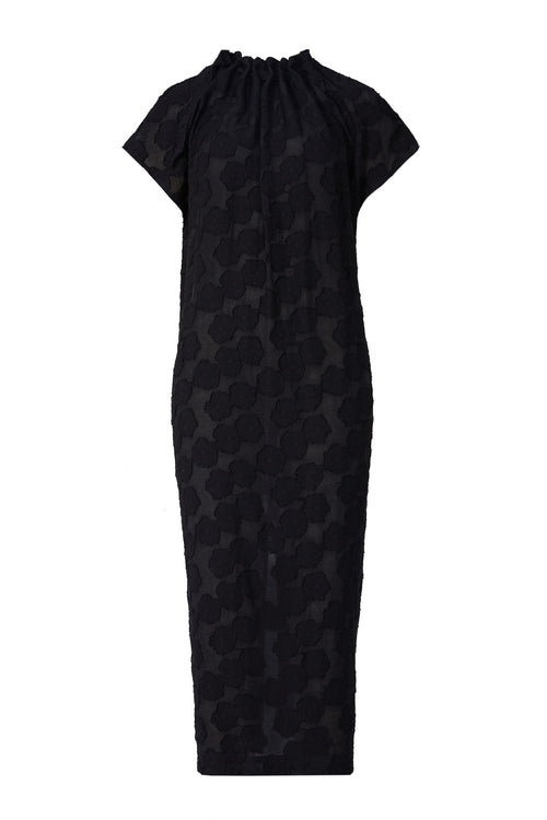 avid tee midi dress / black flocked lace