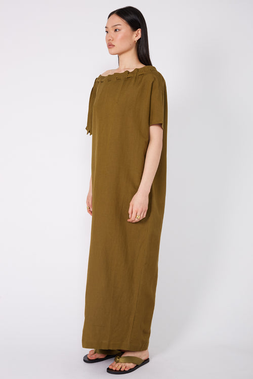 avid tee midi dress / caper olive