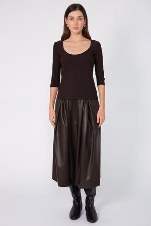 ballet layer top / chocolate brown