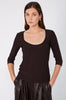 ballet layer top / chocolate brown