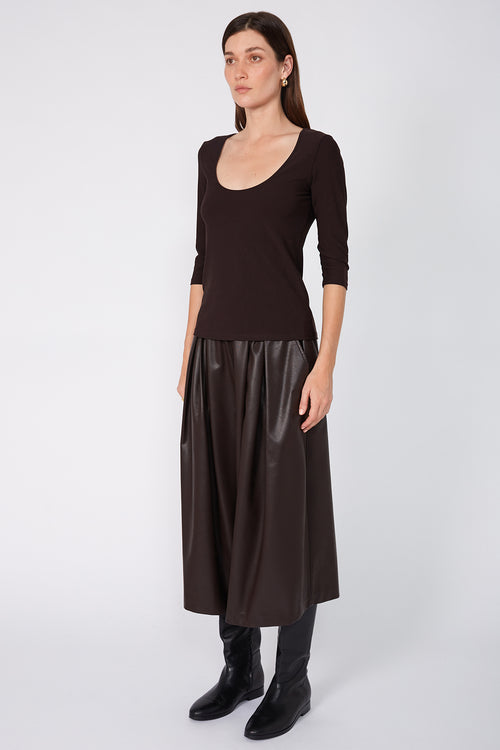 ballet layer top / chocolate brown