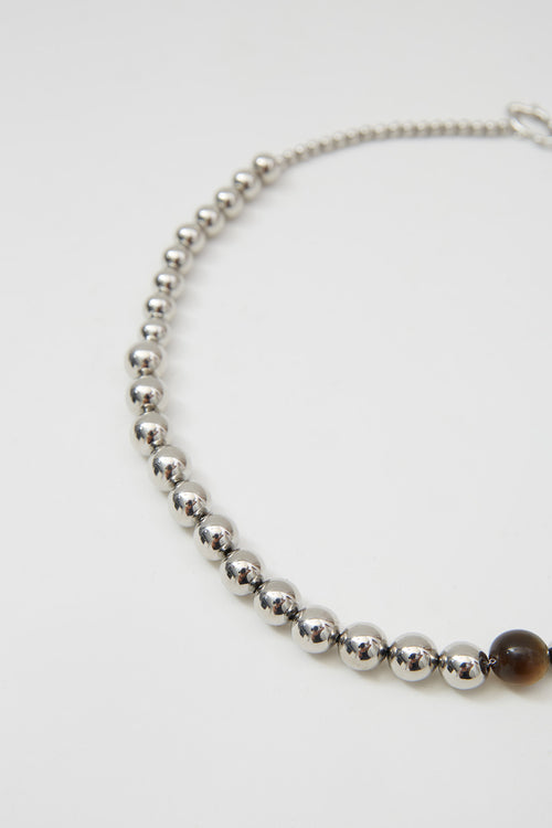 beaded necklace / silver