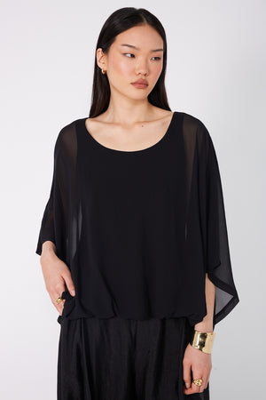 billow cape top / black
