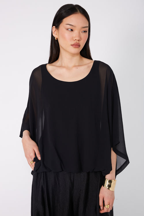 billow cape top / black