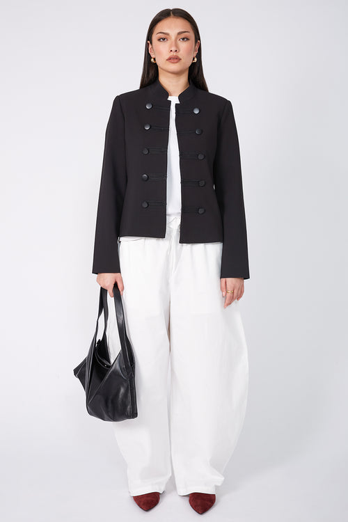 bullioned blazer / black