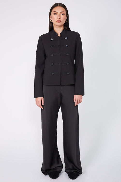 bullioned blazer / black