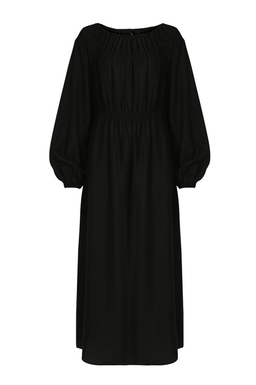 cased midi dress / black