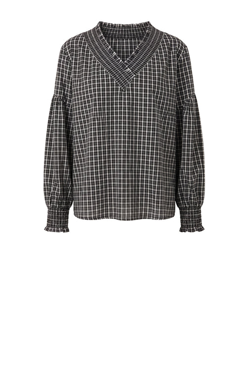 centric top / black|white check