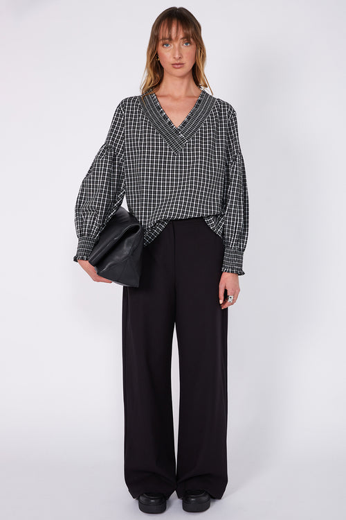 centric top / black|white check