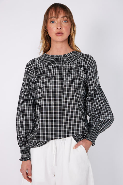 centric top / black|white check