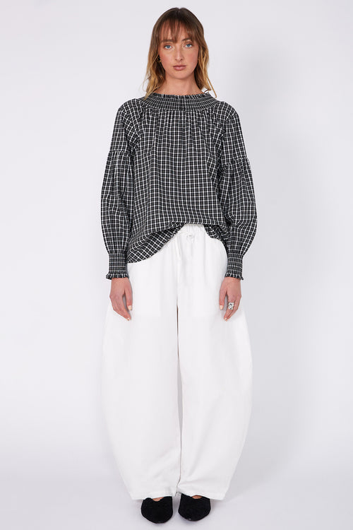centric top / black|white check