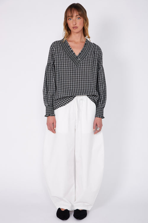 centric top / black|white check