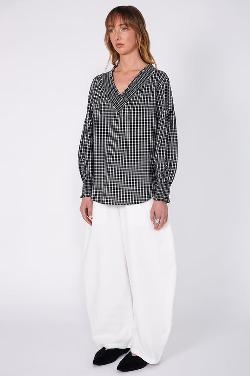 centric top / black|white check