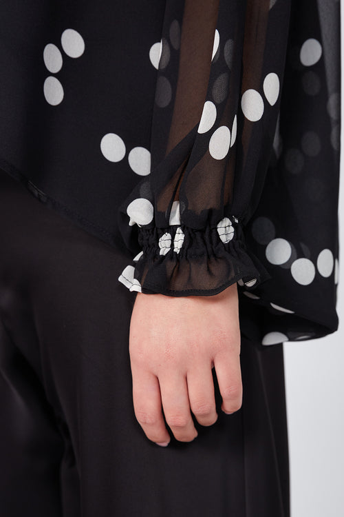 chalet top / black|ivory polka dot