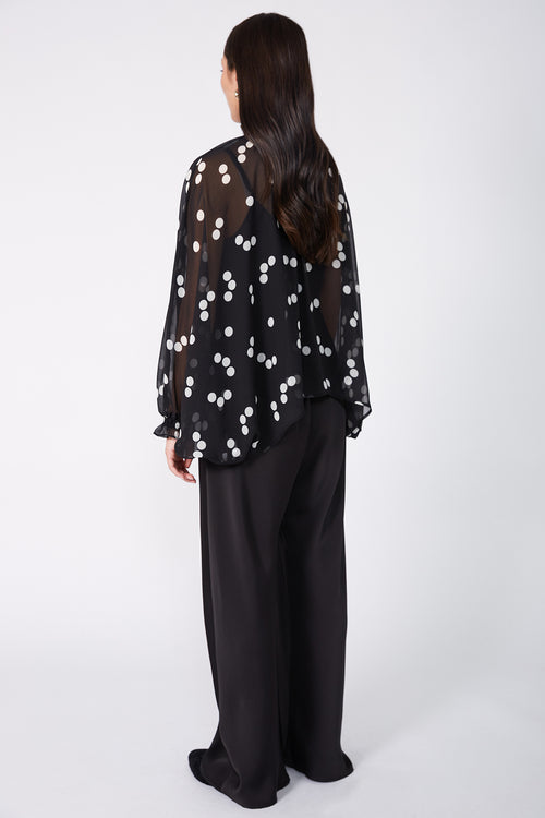 chalet top / black|ivory polka dot