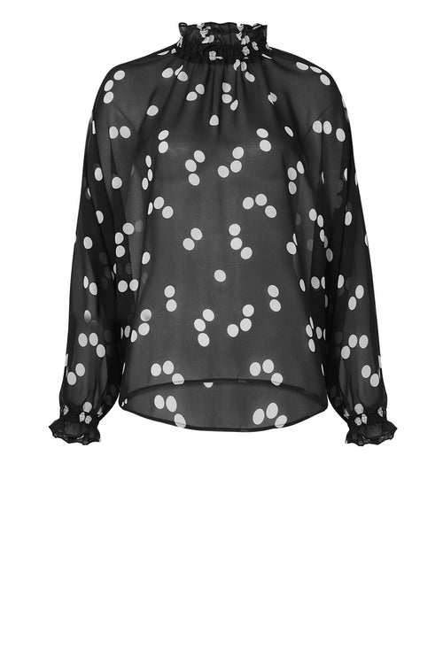 chalet top / black|ivory polka dot