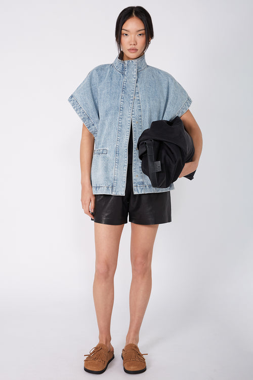 clinched vest / faded blue stonewash