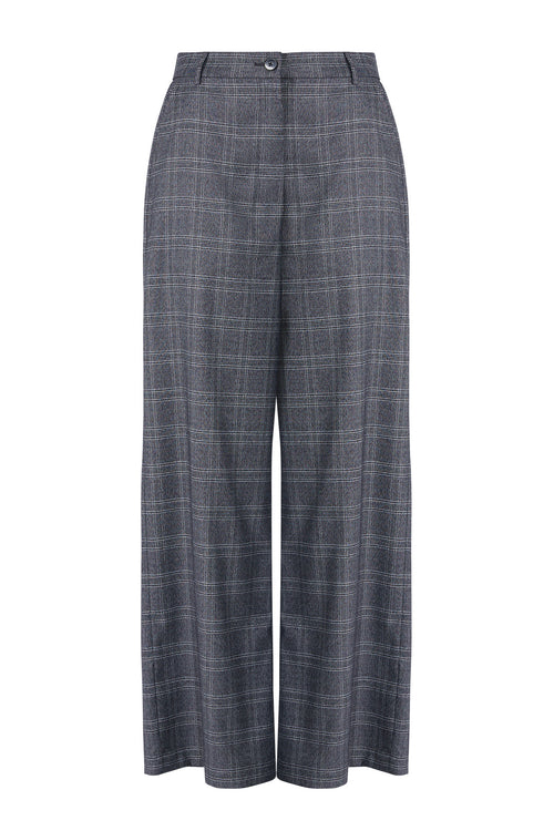 coached tailored pant / grey marle plaid