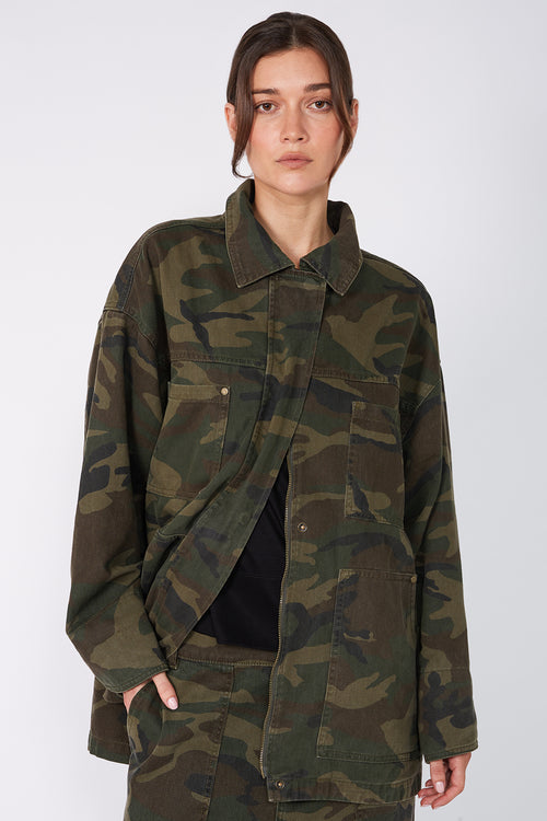conceal shacket / khaki camo denim
